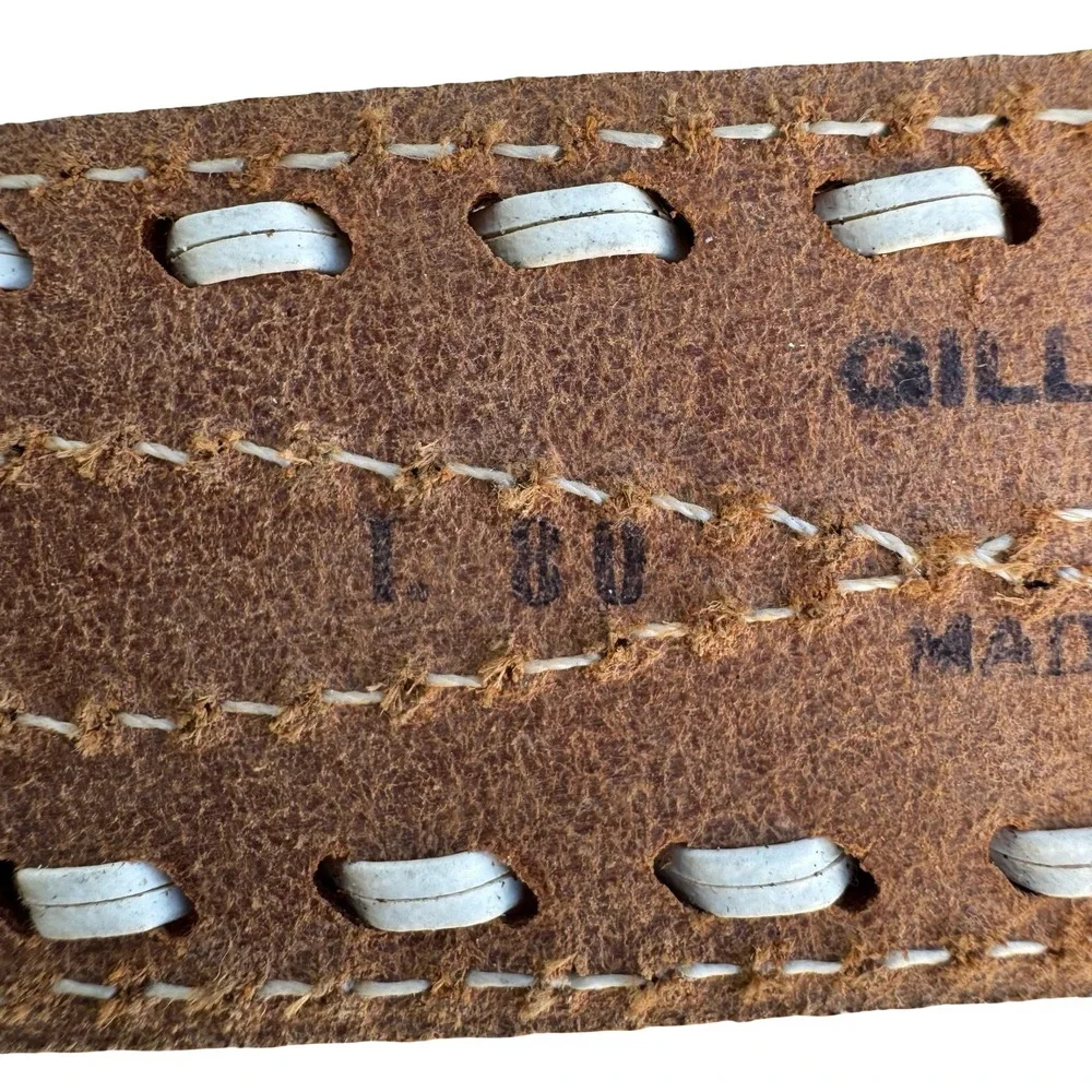 Gilles Herve Paris Tan Leather Whipstitch‎ Western Belt Made in France Size 80
